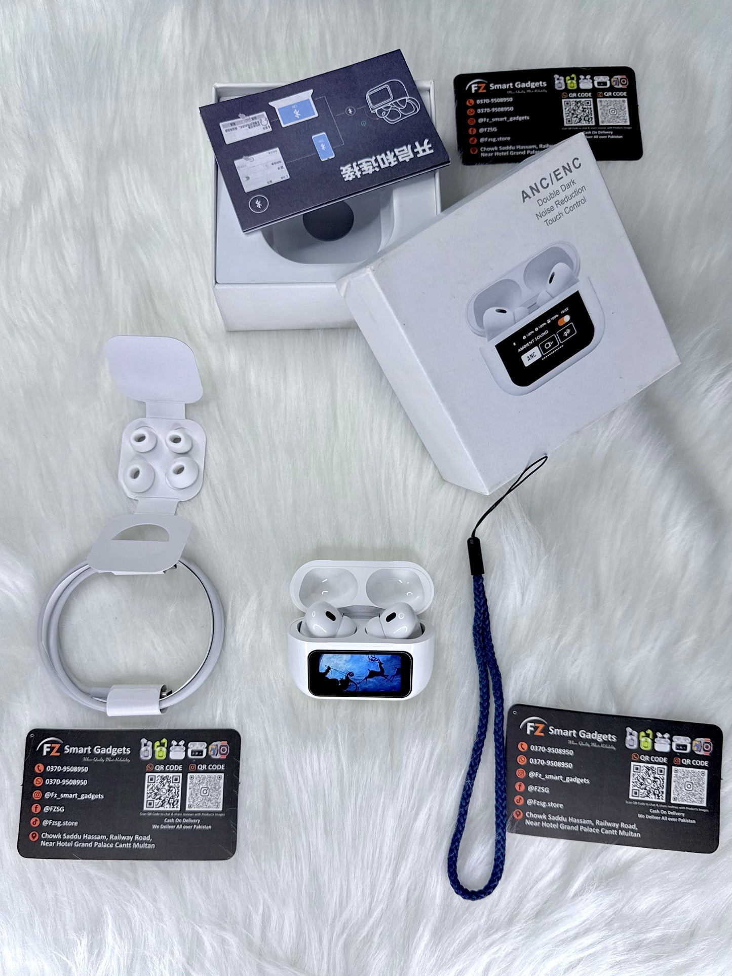 A9 Pro AirPods – Touch Display with ENC/ANC and Free Lanyard
