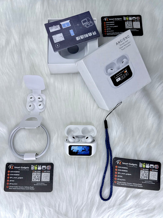 A9 Pro AirPods – Touch Display with ENC/ANC and Free Lanyard