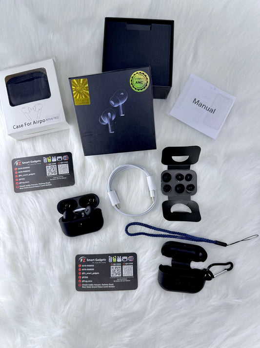 AirPods Pro 2nd Gen – Black Edition with Free Cover and Lanyard