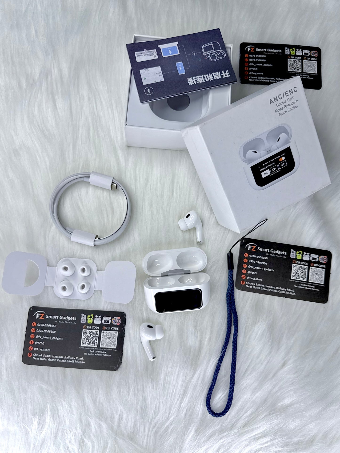 A9 Pro AirPods – Touch Display with ENC/ANC and Free Lanyard