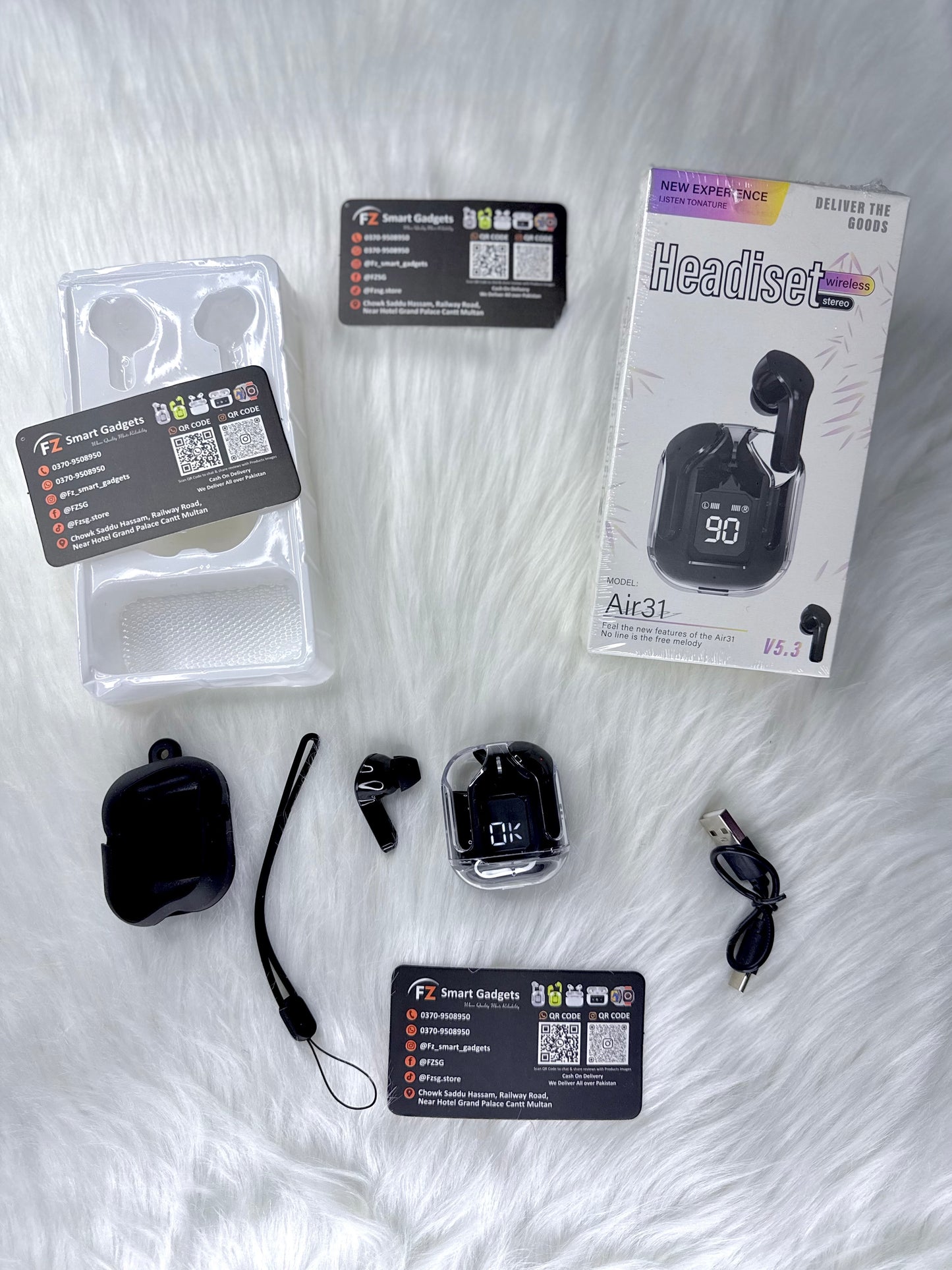 Air 31 Wireless Earbuds with Free Cover and Lanyard